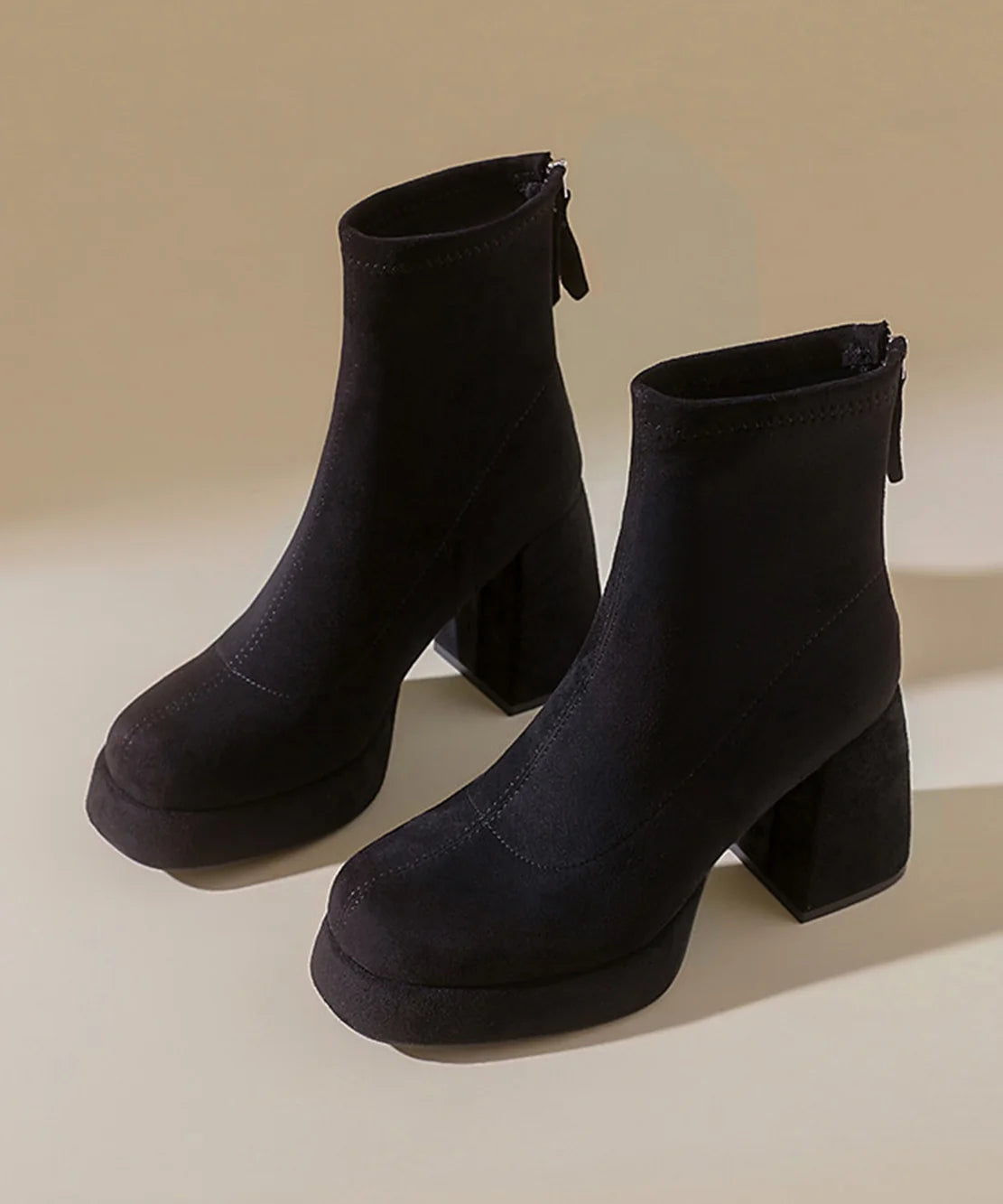 Bottines Femme Style Rétro à Plateforme et Fermeture Éclair 2