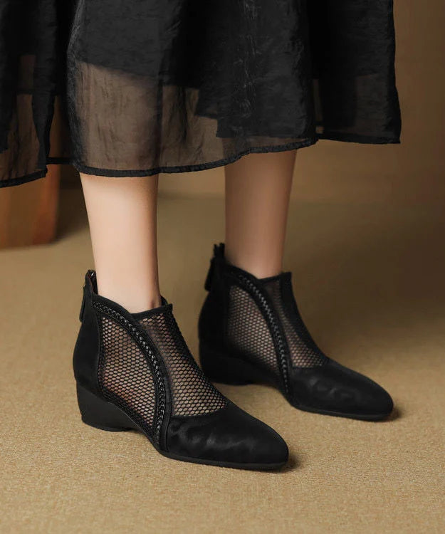 Bottines Femme à Semelle Épaisse Style Ajouré 1