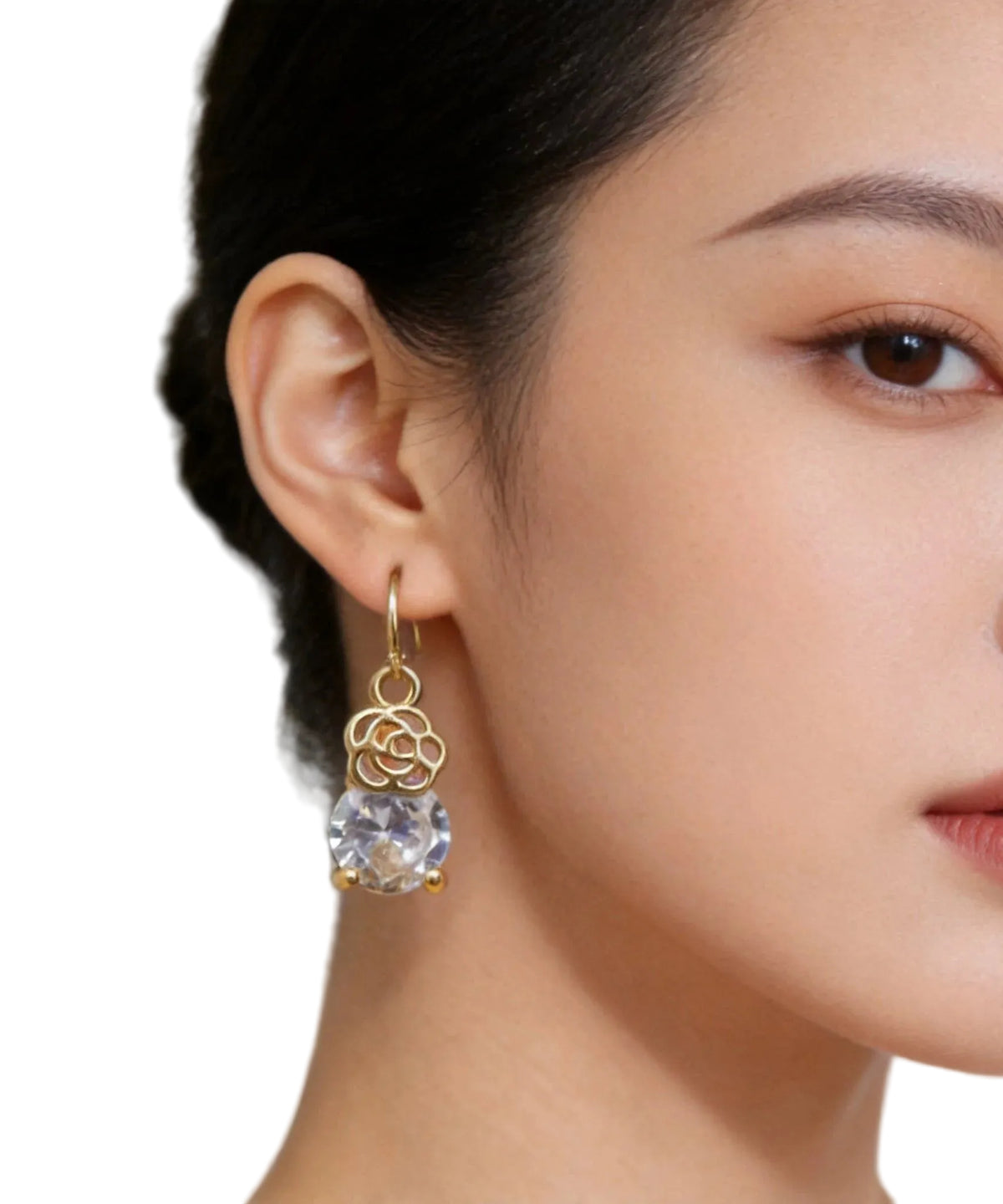 Boucles D'oreilles Pendantes Femme Design Raffiné Avec Pierres Précieuses 0