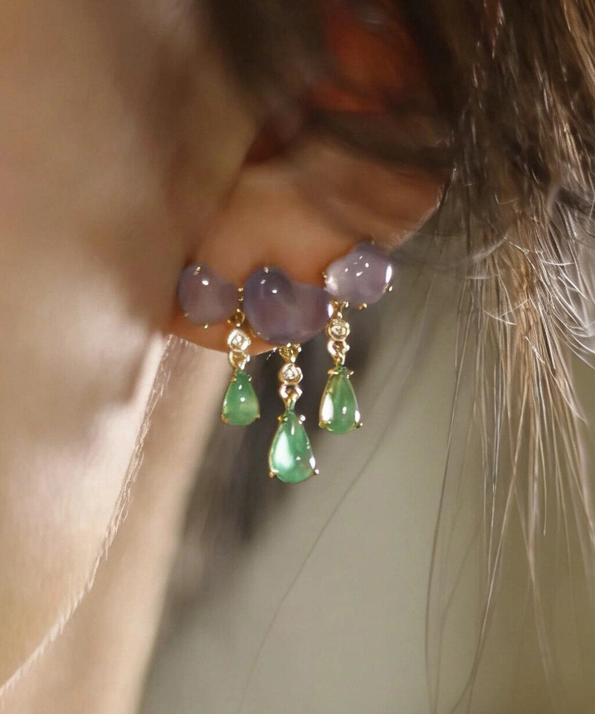 Boucles d'oreilles Pendantes Femme Goutte d'Eau avec Pompon 0
