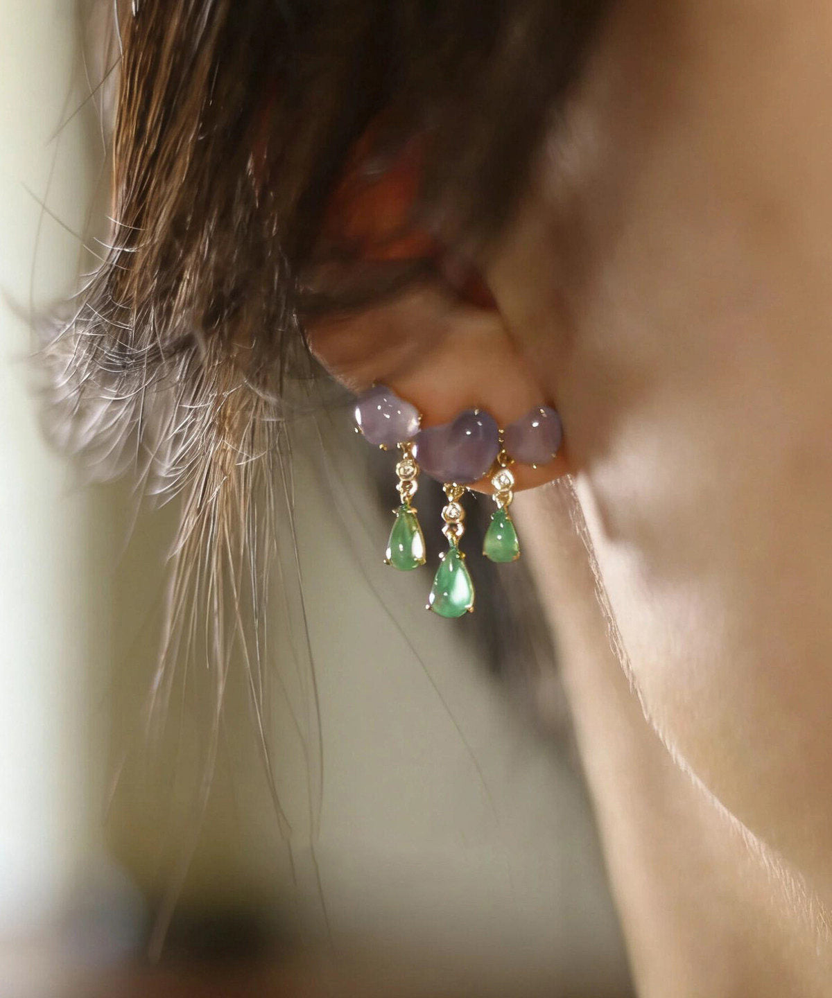 Boucles d'oreilles Pendantes Femme Goutte d'Eau avec Pompon 2