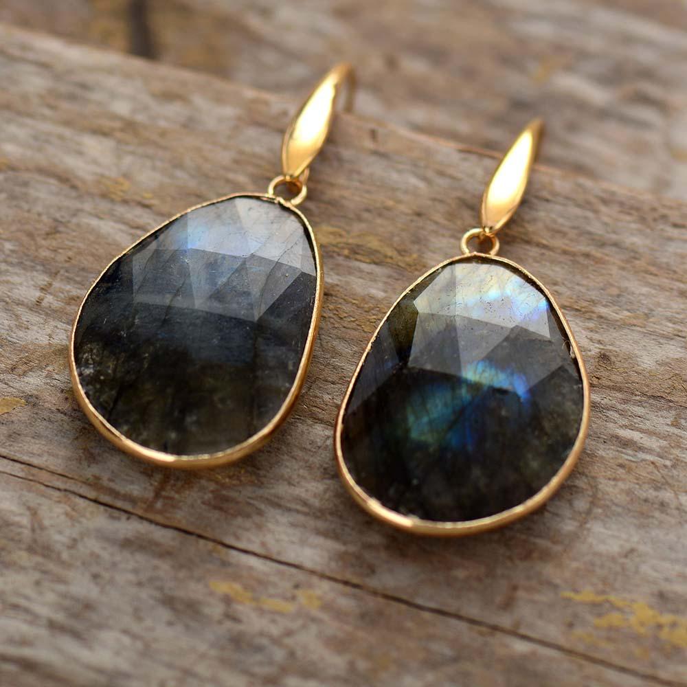 Boucles d'oreilles en Labradorite Artisanales 2