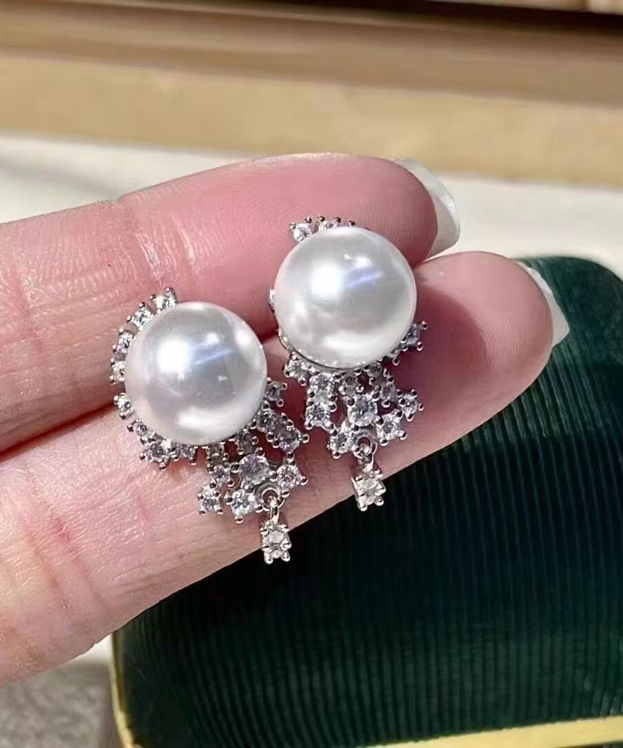 Boucles d'oreilles femme à pampilles et perles en zircon 3