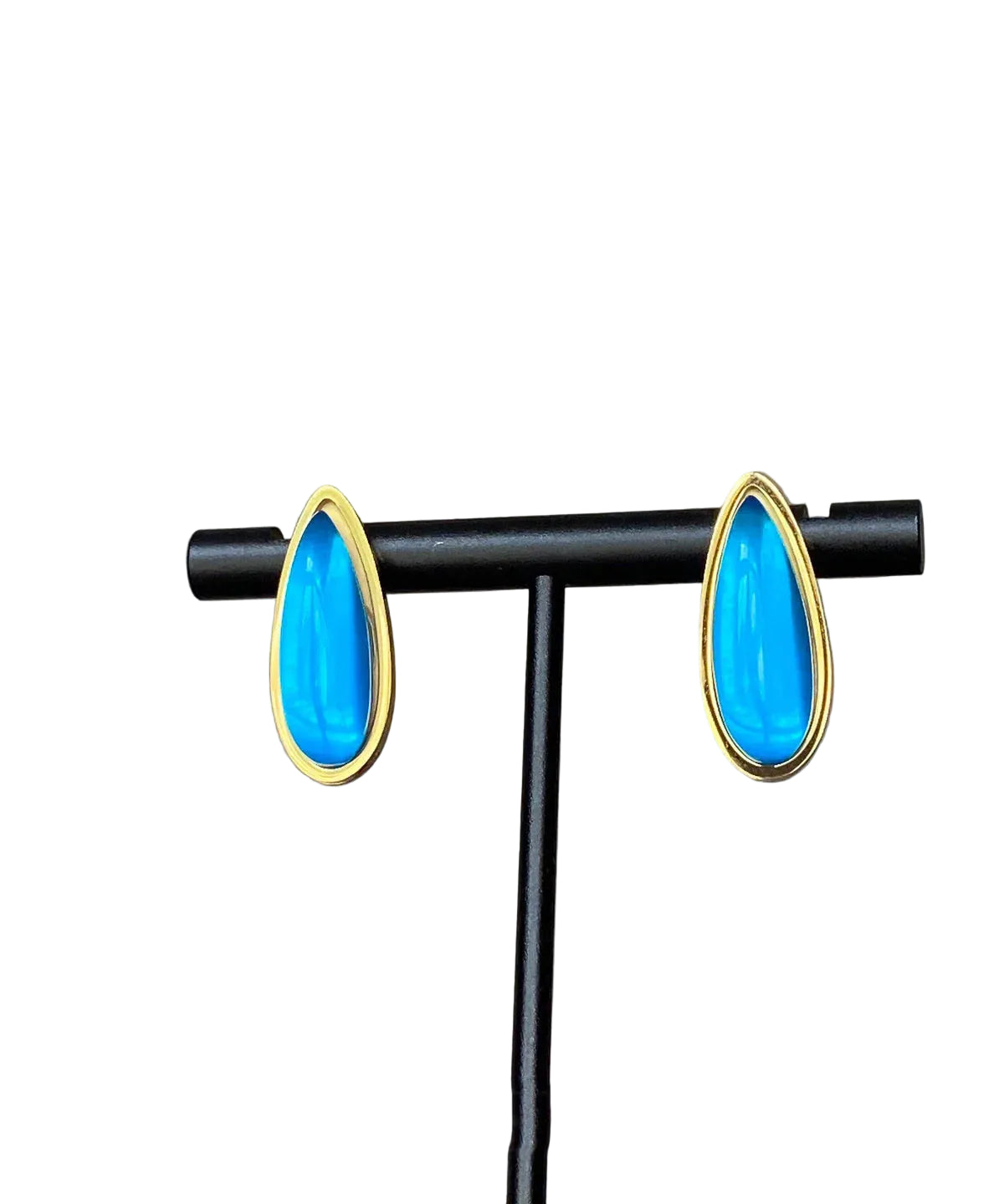 Boucles d'oreilles femme clous forme goutte d'eau bleu 0