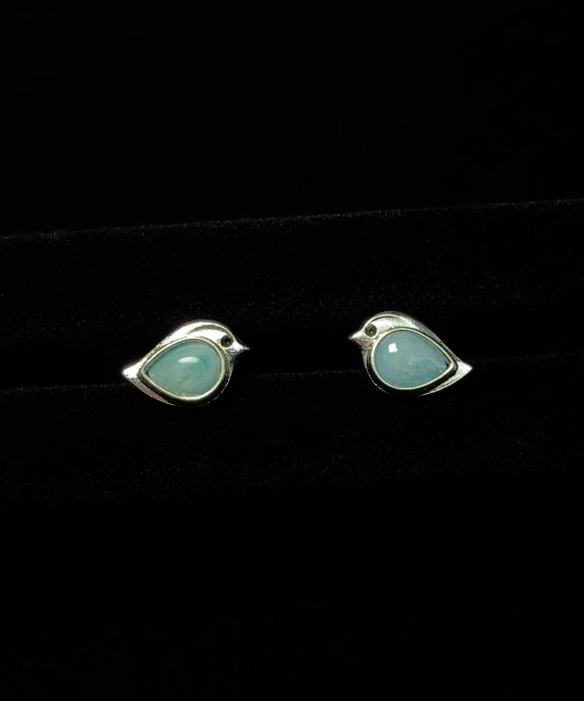 Boucles d'oreilles femme forme moineau turquoise 2