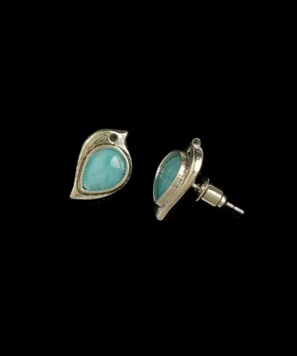 Boucles d'oreilles femme forme moineau turquoise 3