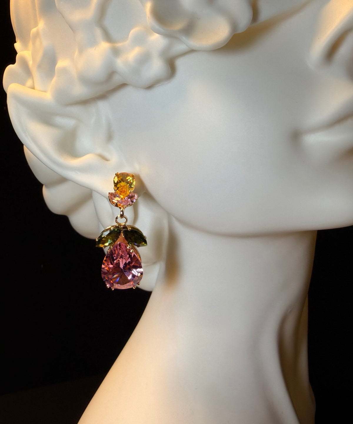 Boucles d'oreilles pendantes féminines style goutte d'eau florale 1