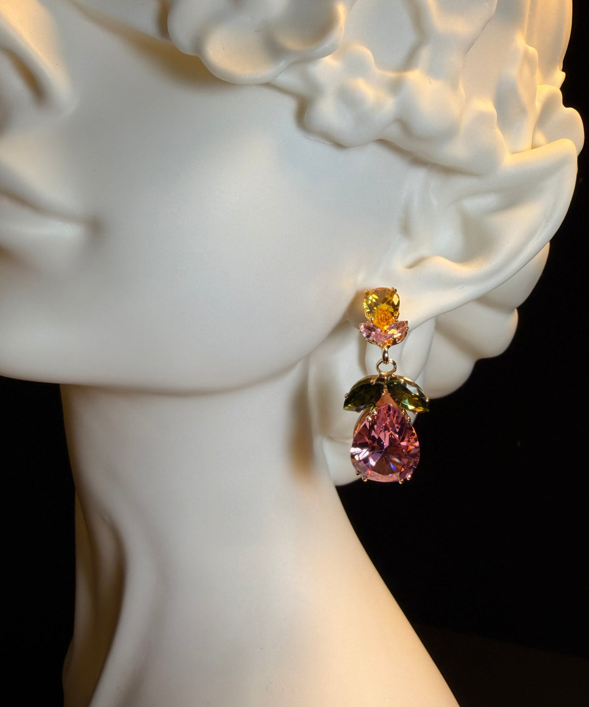 Boucles d'oreilles pendantes féminines style goutte d'eau florale 3