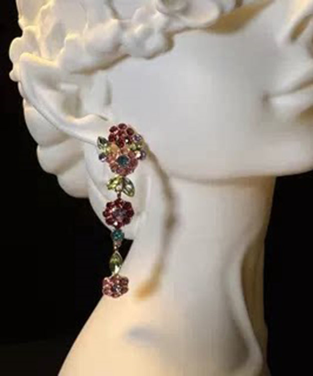 Boucles d'oreilles pendantes femme style floral 1