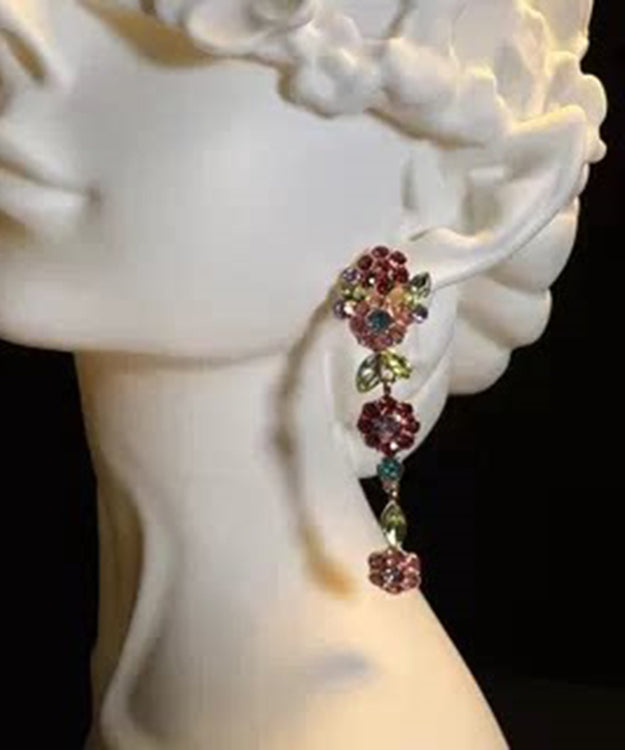 Boucles d'oreilles pendantes femme style floral 3