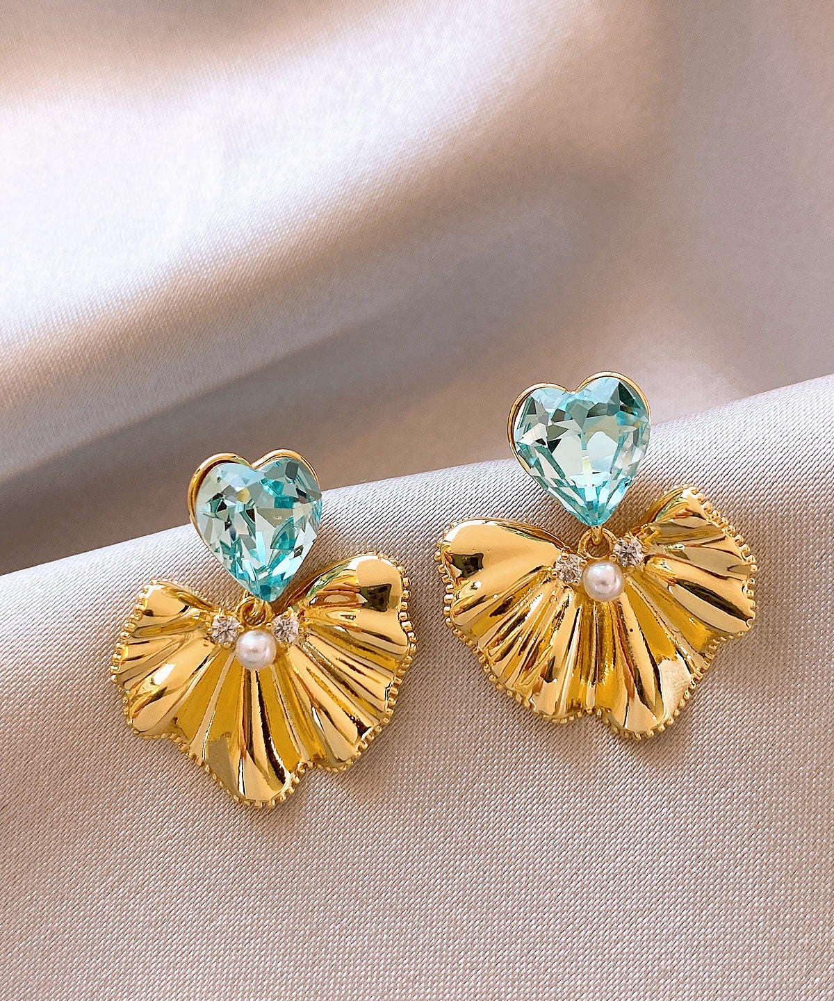 Boucles d'oreilles pendantes feuille de Ginkgo pour femme 1