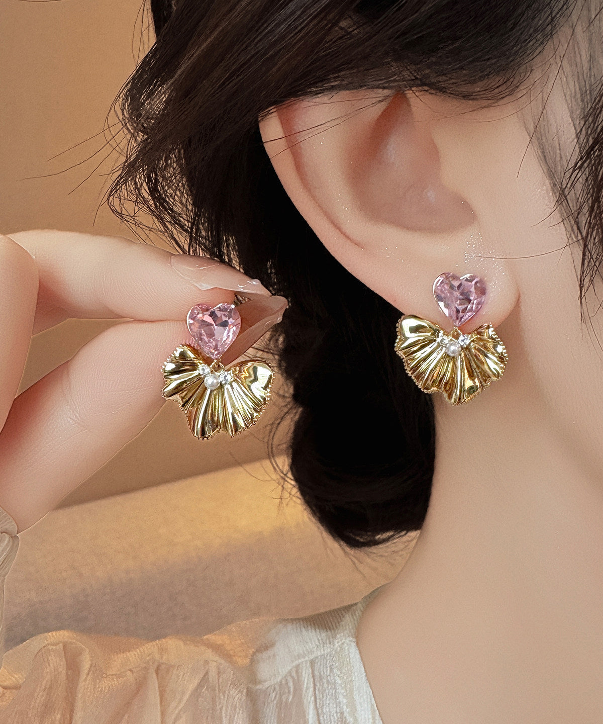 Boucles d'oreilles pendantes feuille de Ginkgo pour femme 2