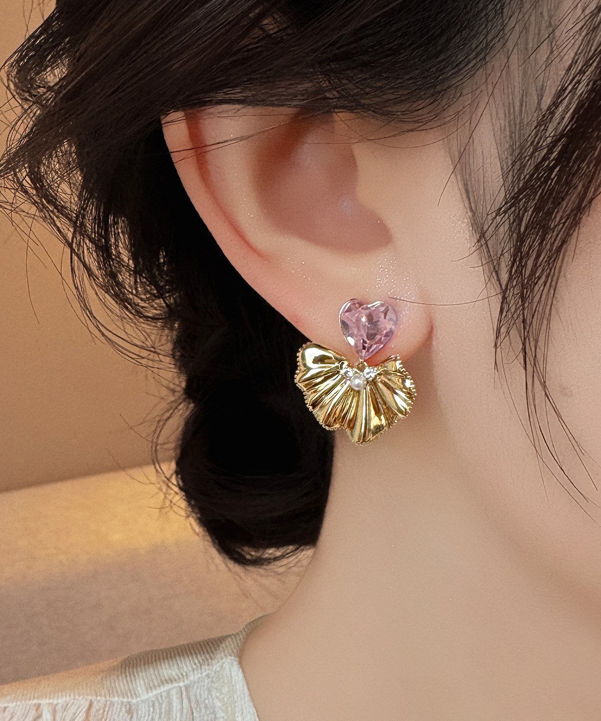 Boucles d'oreilles pendantes feuille de Ginkgo pour femme 4