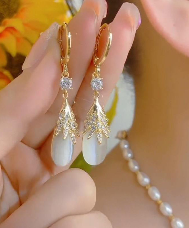 Boucles d'oreilles pendantes pour femme style œil de chat moderne 0