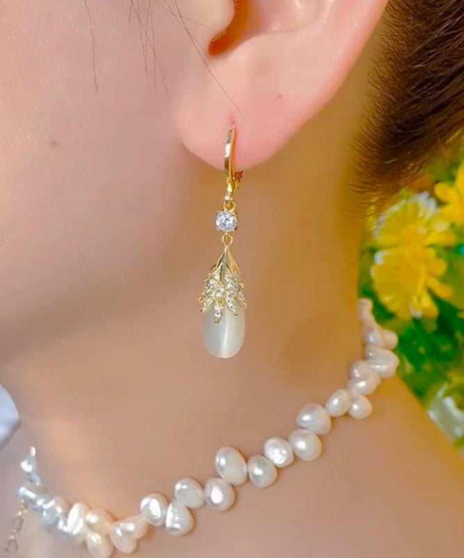Boucles d'oreilles pendantes pour femme style œil de chat moderne 2