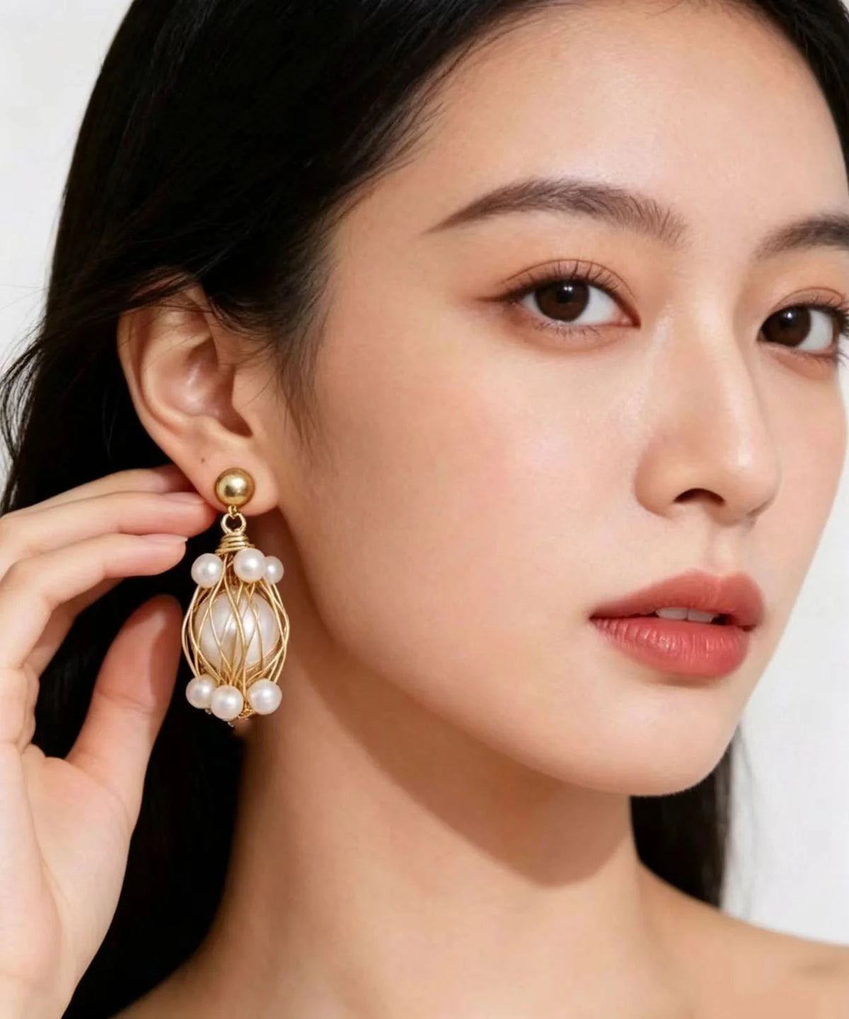 Boucles d'oreilles pendantes pour femme style perles enroulées 2