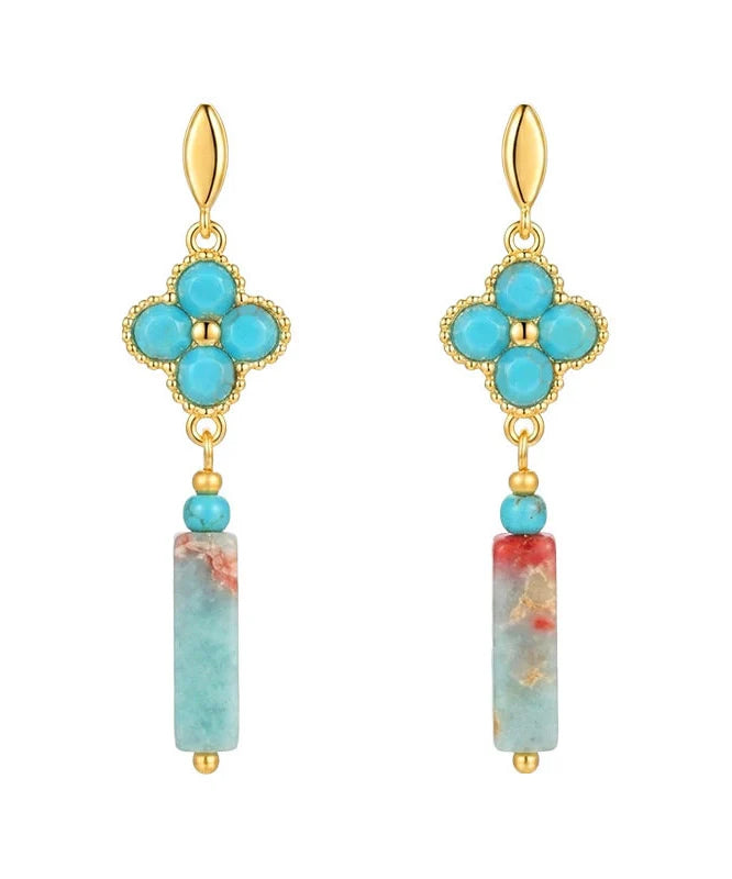 Boucles d'oreilles pendantes trèfle à quatre feuilles style chinois pour femme 4