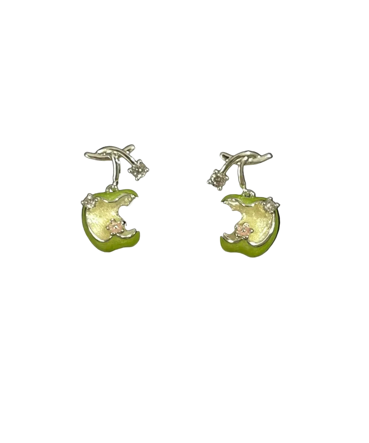 Boucles d'oreilles puces féminines avec zircon et design pomme 0