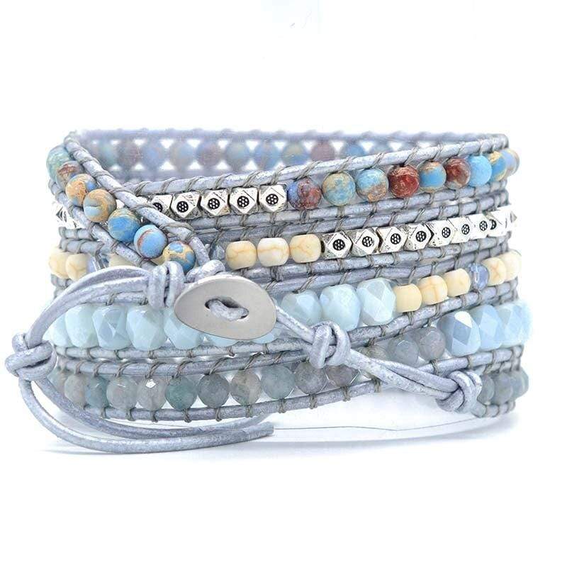 Bracelet Bohème Enroulé avec Topaze Bleue 6