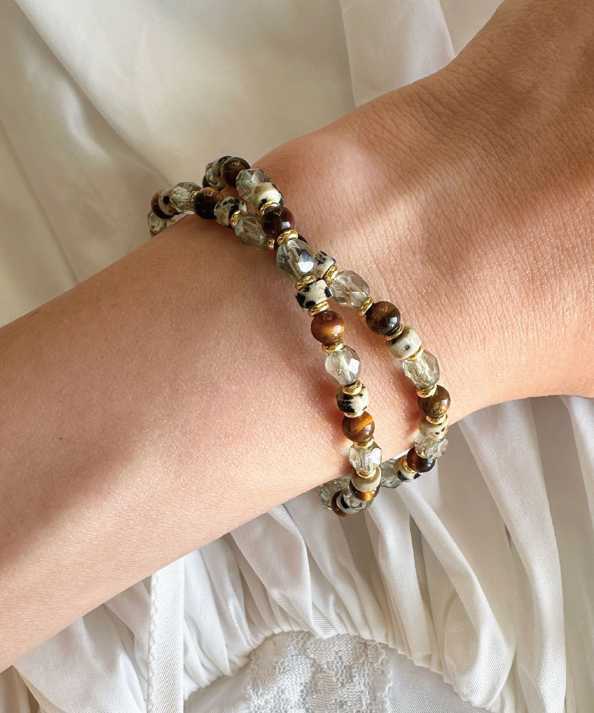 Bracelet Femme Chaîne Perles Œil de Tigre Naturel 0