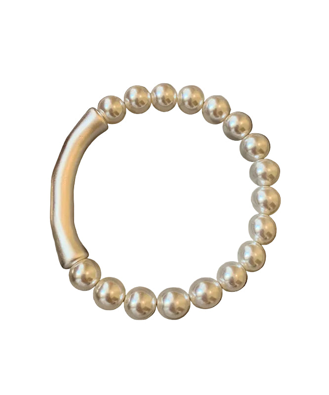 Bracelet Femme Style Perles et Bambou Blanc 3