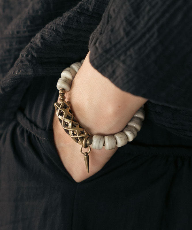 Bracelet Homme Style Vintage en Cuivre et Jade 0