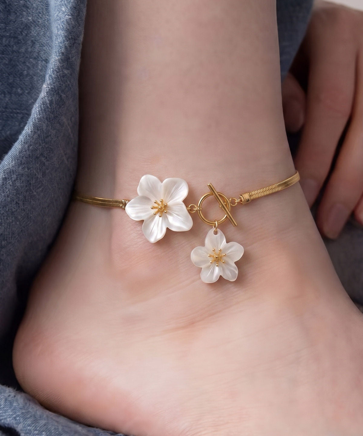 Bracelet de cheville floral pour femme design original 0