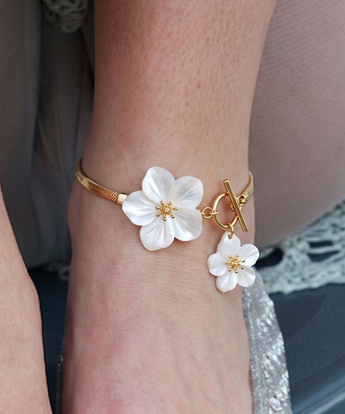 Bracelet de cheville floral pour femme design original 3