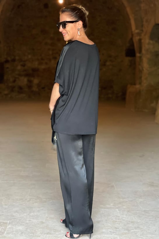 Robe Femme De Soirée Satinée Élégante À Deux Parties-6