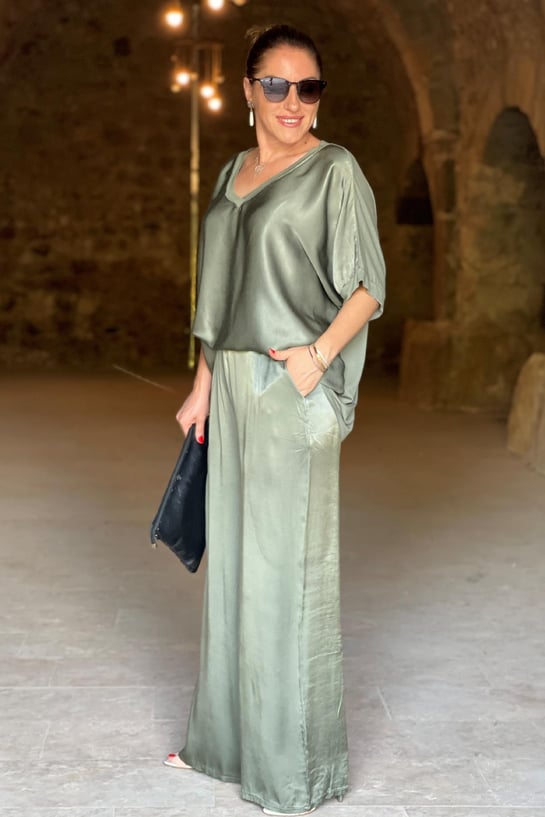 Variant image for Robe Femme De Soirée Satinée Élégante À Deux Parties-7