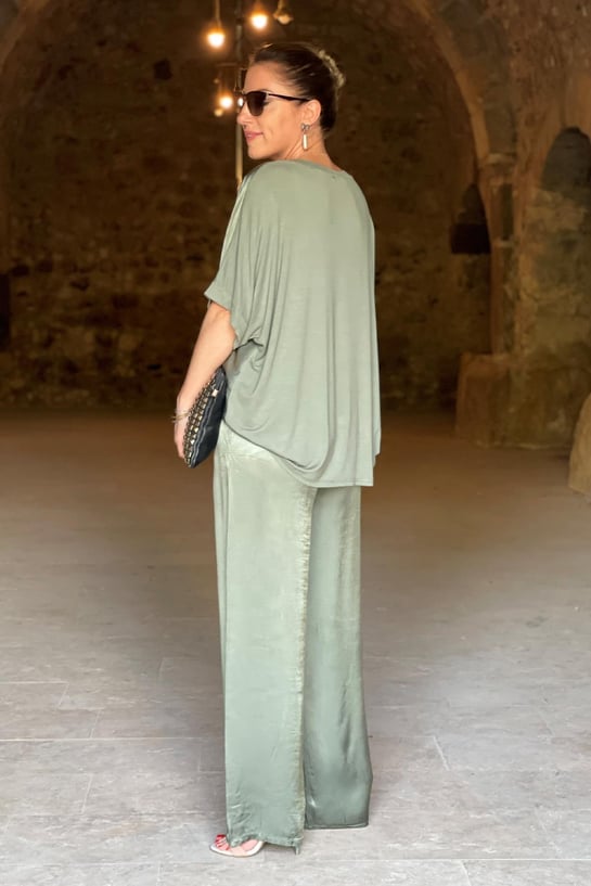 Robe Femme De Soirée Satinée Élégante À Deux Parties-2