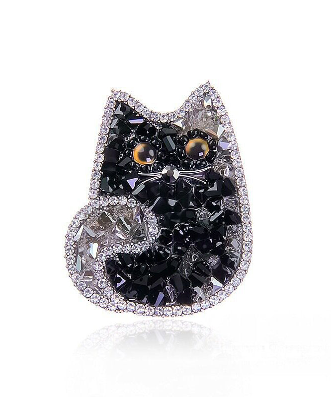 Broche Femme Chat Design Cristal et Zircon 4