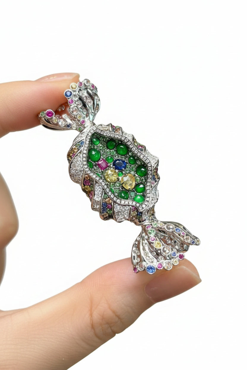 Broche Femme Style Bonbon Bricolage avec Zircon Vert 0