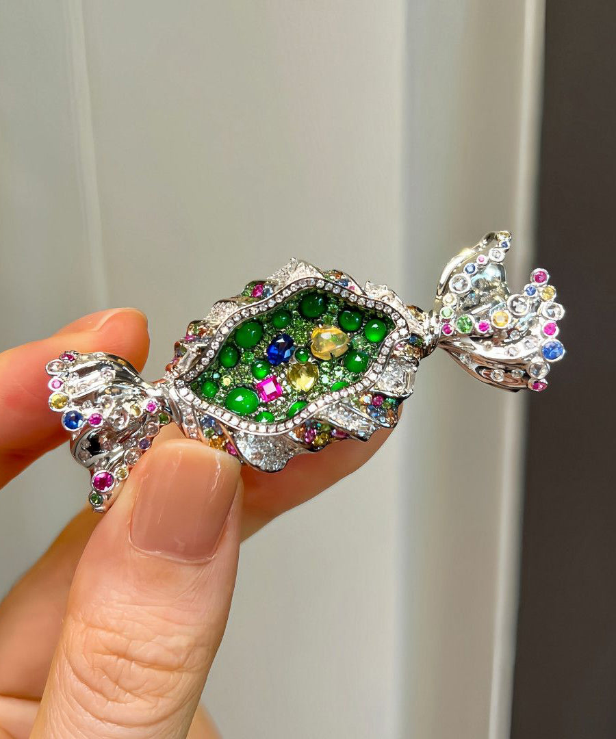 Broche Femme Style Bonbon Bricolage avec Zircon Vert 1