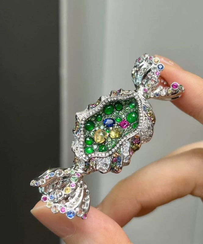 Broche Femme Style Bonbon Bricolage avec Zircon Vert 2