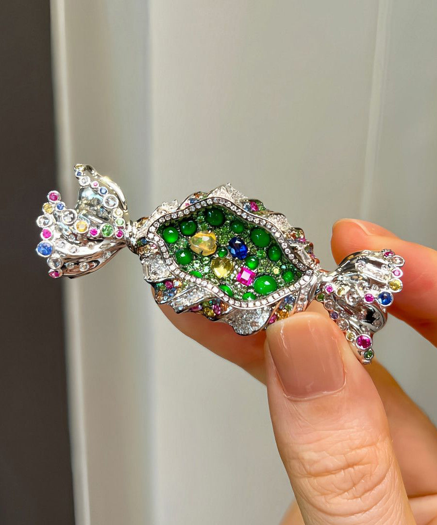 Broche Femme Style Bonbon Bricolage avec Zircon Vert 3