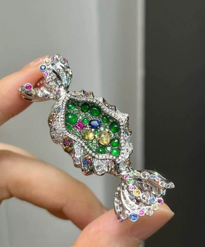 Broche Femme Style Bonbon Bricolage avec Zircon Vert 4