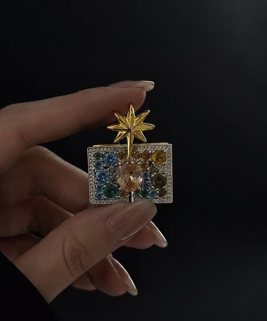 Broche Femme Style Livre Magique Cristal et Zircon Arc-en-Ciel 2