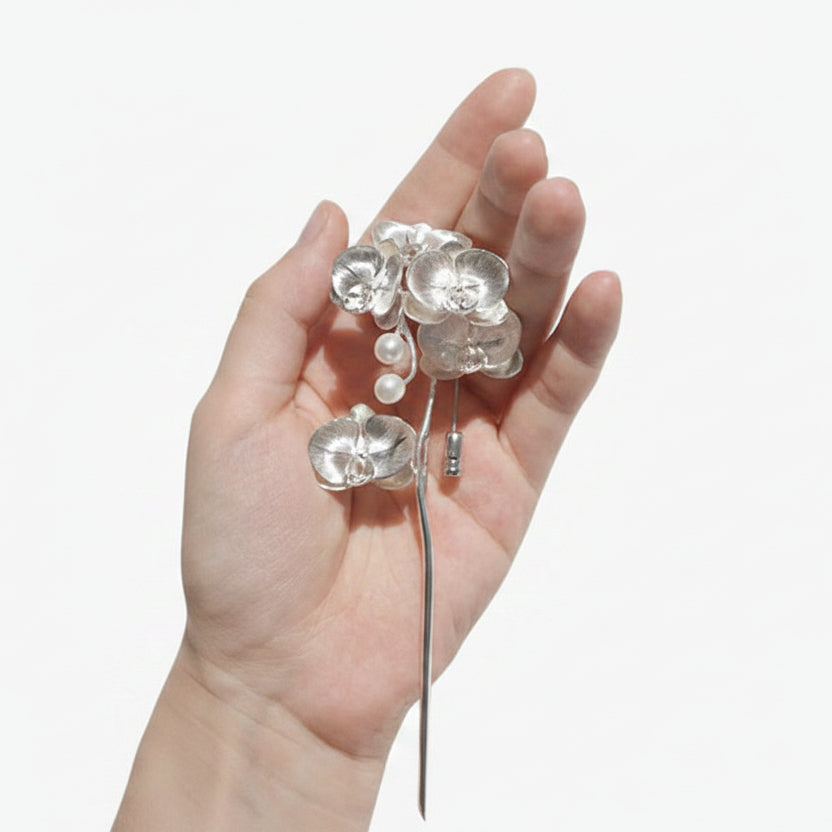 Broche Femme Style Rétro Perles Phalaenopsis 1