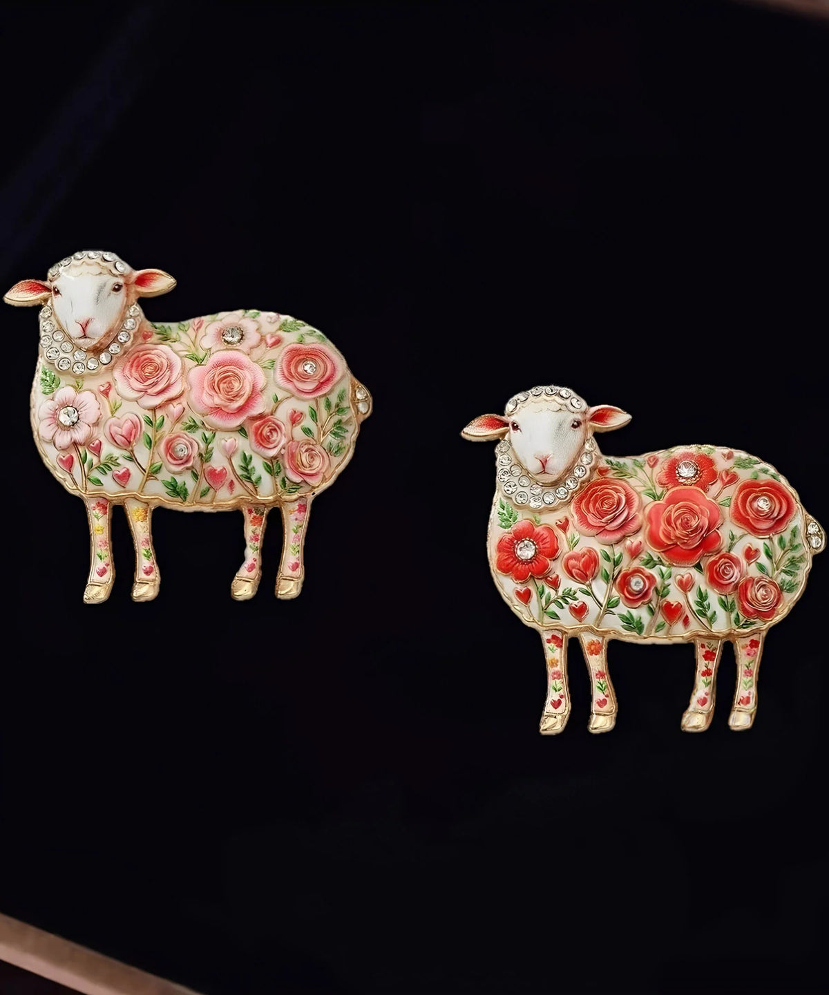 Broche Femme Tendance Motif Mouton avec Détails Cyan et Zircon pour Vêtement 3