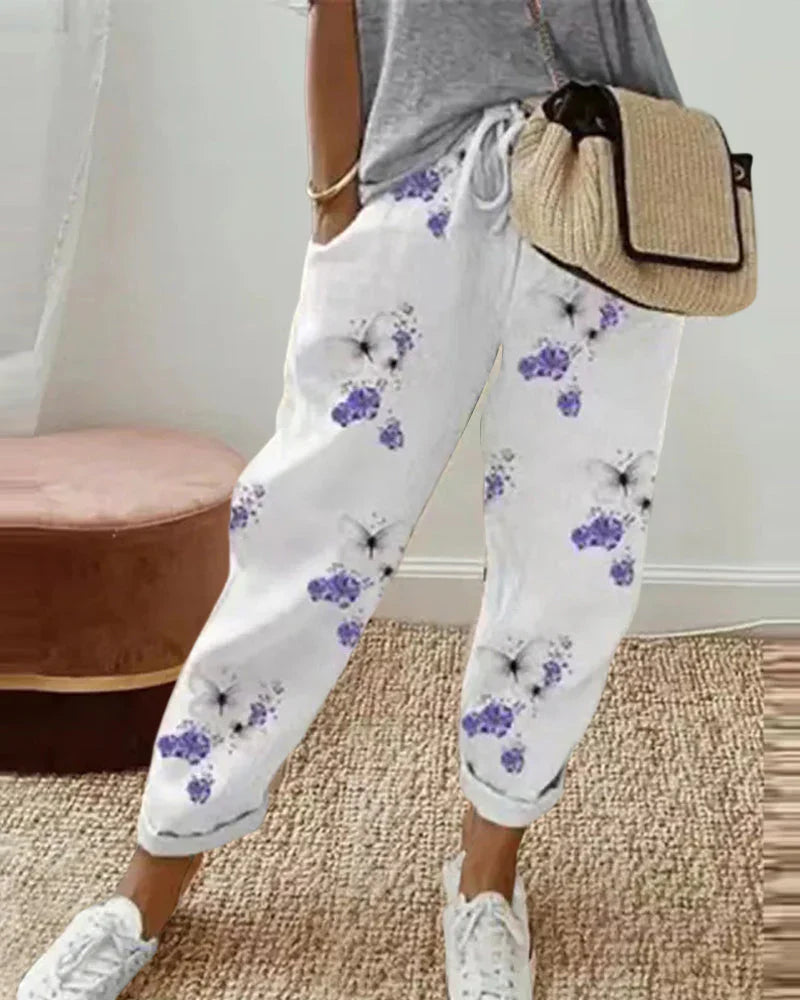 Pantalon Fluide Femme Élégant en Lin Confortable-1
