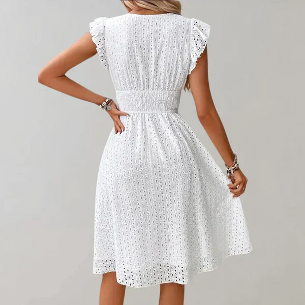 Robe Midi Femme Chic en Tissu Aéré Élégante-3