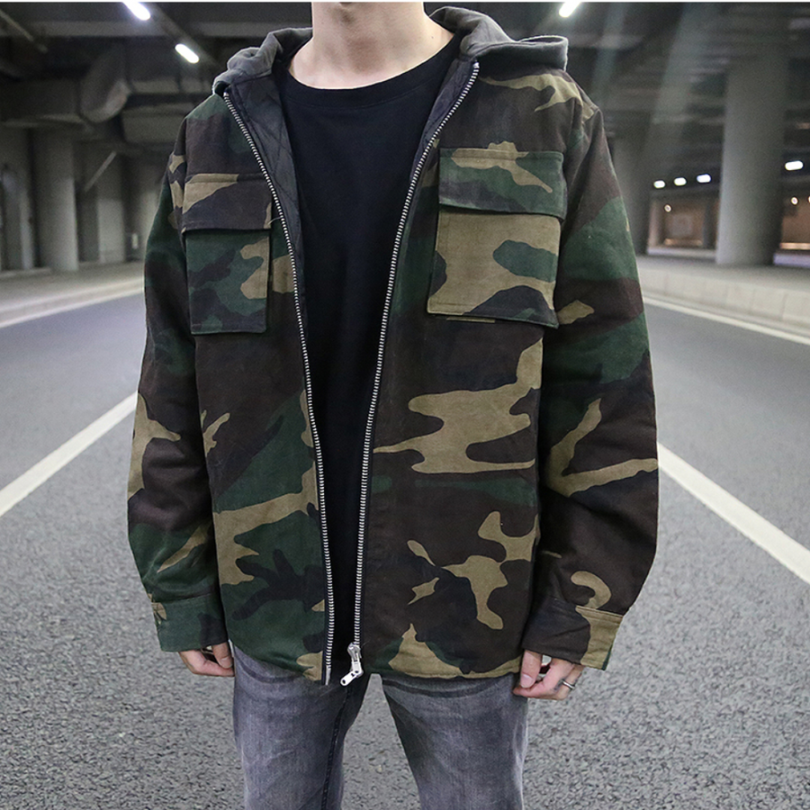 Sweat à Capuche Homme Camouflage Moderne 100% Coton-1