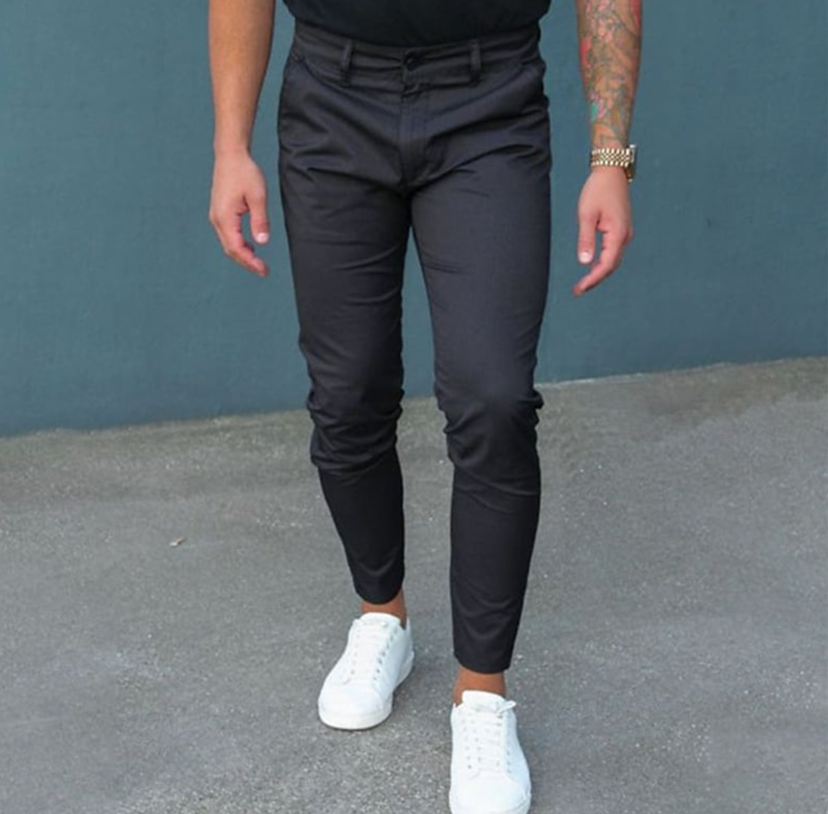Pantalon Chino Homme Élégant en Tissu de Haute Qualité-1