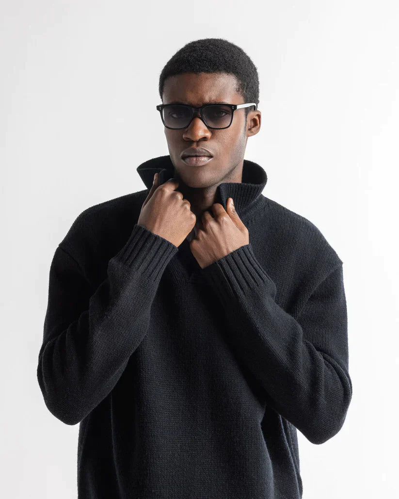 Variant image for Pull Homme Hiver Col Roulé en Fil Doux Classique-1