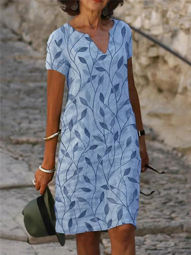 Variant image for Robe Midi Femme Chic à Manches Courtes en Tissu Respirant-4