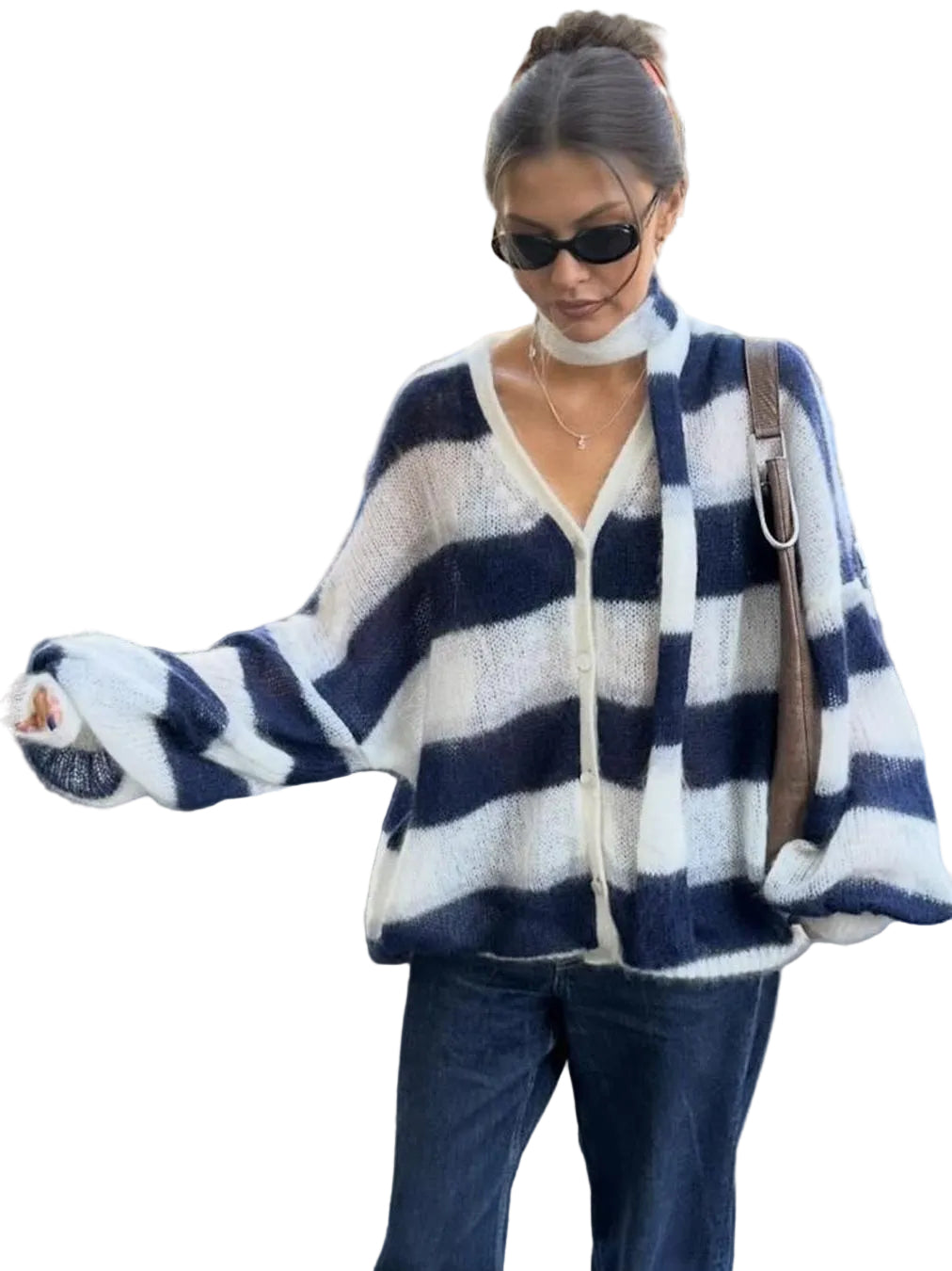 Cardigan Ample à Rayures pour Femme 1