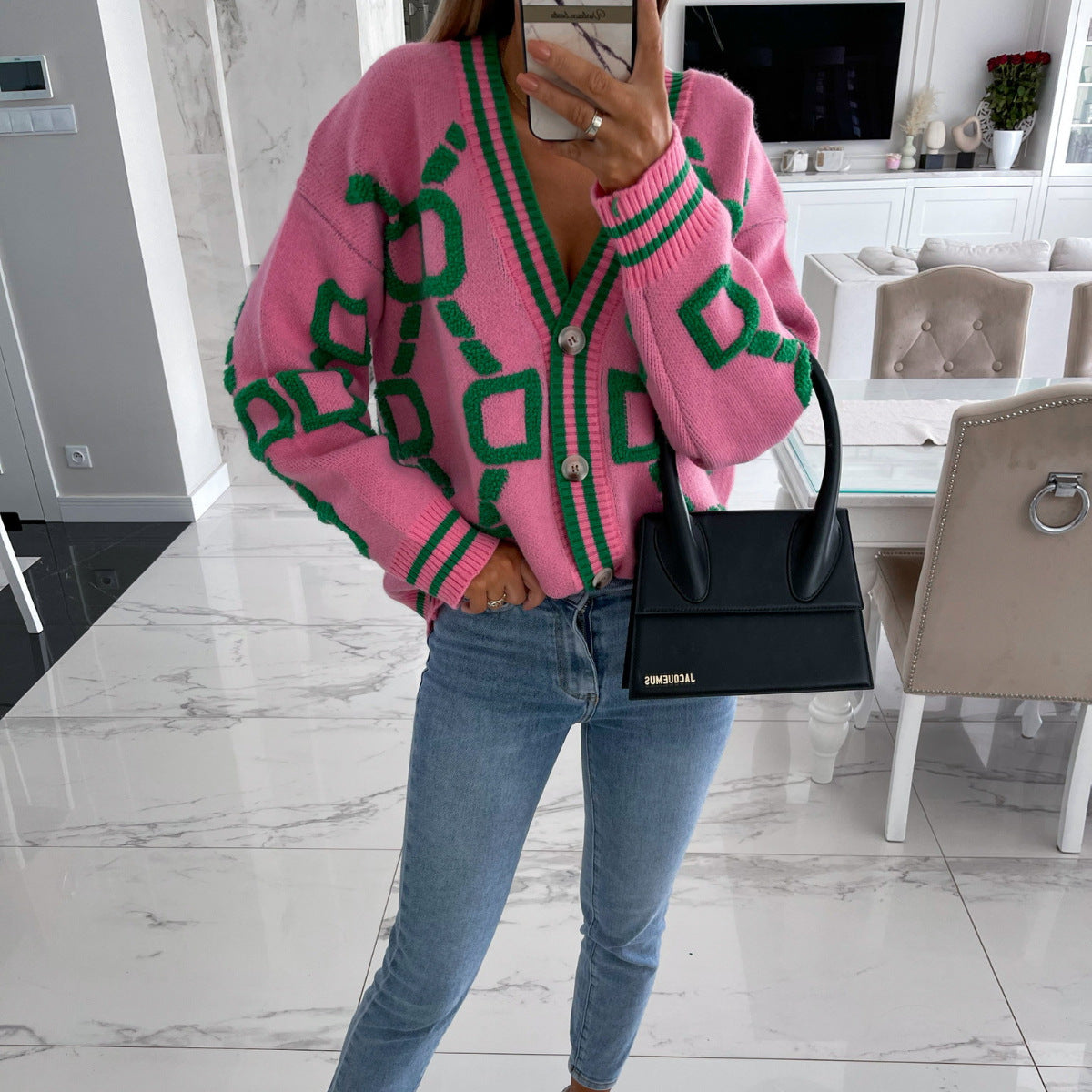 Cardigan Décontracté à Col en V 3