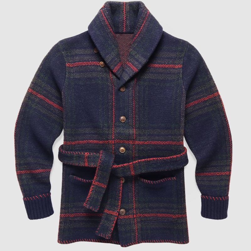 Cardigan Femme À Carreaux Chic Avec Revers Châle 2