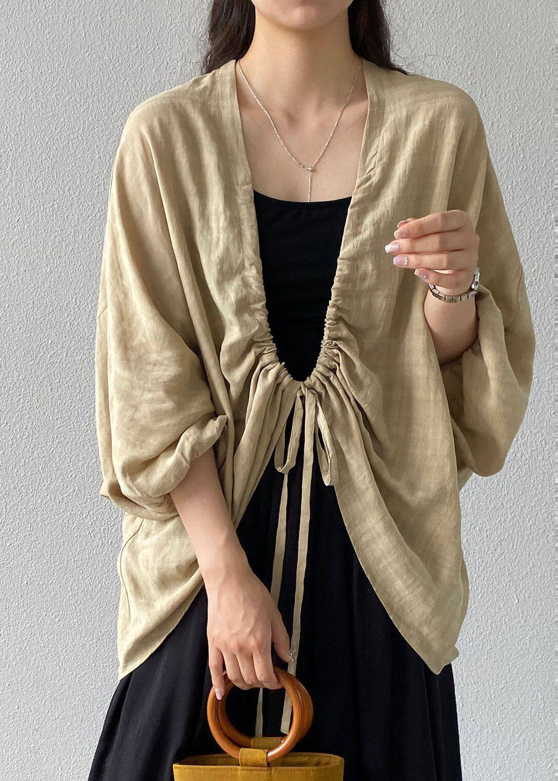 Cardigan Femme À Lacets Avec Cordon de Serrage Style Estival 1